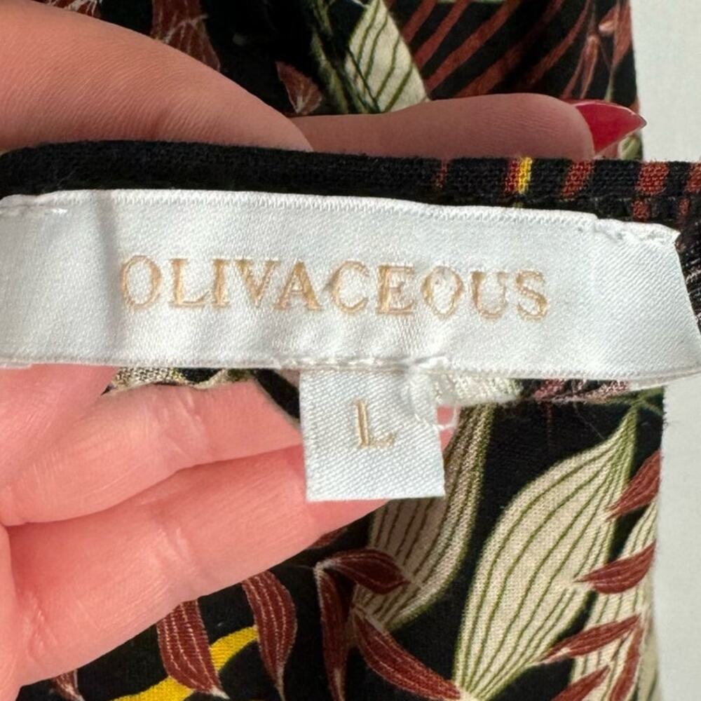 Olivaceous Black Tropical Leaves/Floral Back Cut Out A-Line‎ Mini Dress Sz Large - Picture 8 of 12
